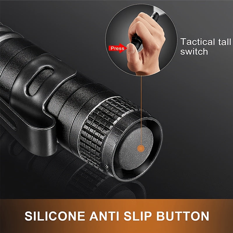 Aluminum Alloy Tactical Flashlight, LED Pen Light with Clip, Powered by 2 AAA Batteries (Batteries Not Included), Ideal for Camping, Emergency & Repair - Perfect Choice for Professionals & Everyday Carry, Compact Flashlight, Stylish & Durable