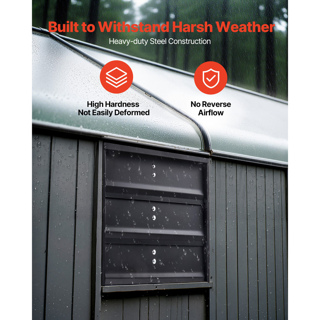 VEVOR 10/12/14/20/24 Inch Window Shutter Exhaust Fan, Wall Mounted Attic Vent Fan with Variable Speed Controller, AC Motor, Heavy Gauge Steel, Low Noise, Black, Ideal for Shed Garage Greenhouse Ventilation Cooling