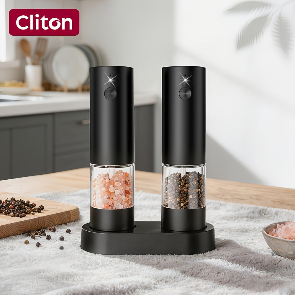 Electric Salt and Pepper Grinder, Automatic Battery-Operated Pepper Mill, Adjustable Coarseness, Easy Refill, Upgraded Large Capacity with LED Light, One-handed Operation, Perfect for Kitchen, Dining Table and Gifting