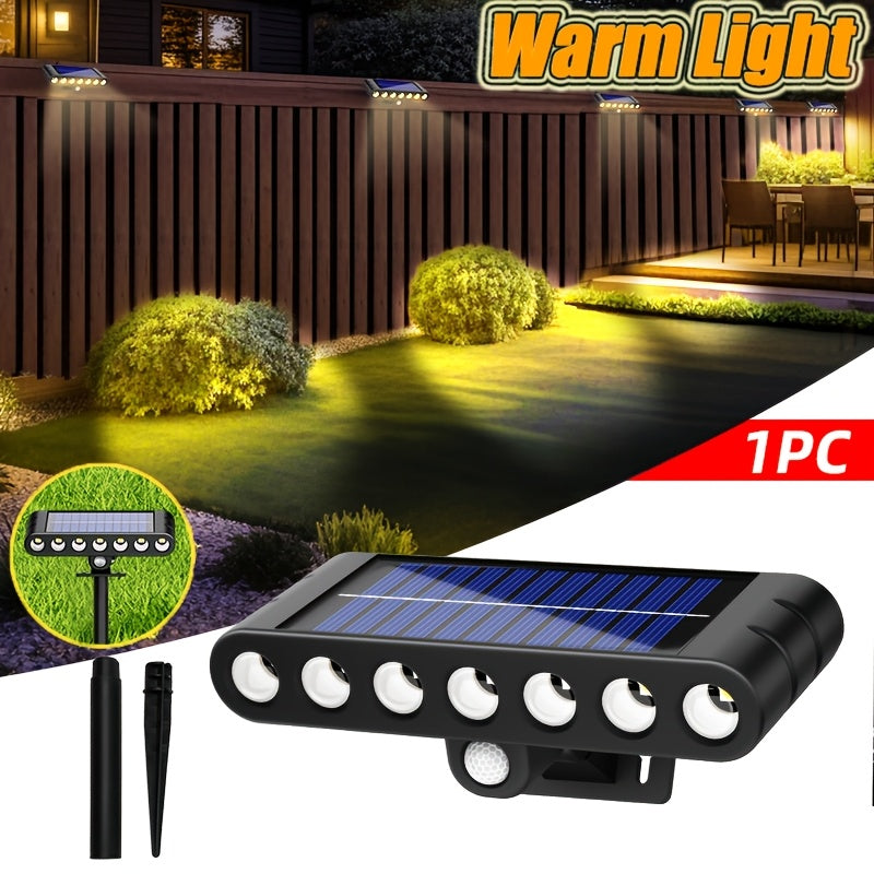 1 Warm/White Light Outdoor Solar Simulation Security Light, Garden Security Light, Garage Lighting, 1200mAh, Square Security Light, Dusk-to-Dawn with Motion Sensor, Perfect for Courtyard Garden Street Lighting