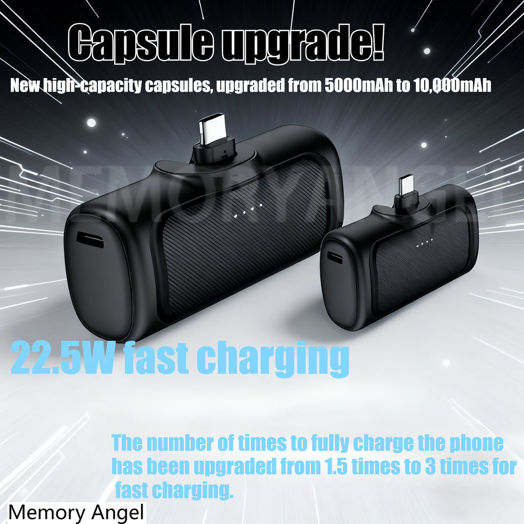 22.5W Fast Charging 5000/10000mAh Mini Portable Charger, USB-C Power Bank, Universal Compatibility, Dual Power Mode, Rechargeable Li-Polymer Battery, for iPhone 16/15 Series & Android Devices