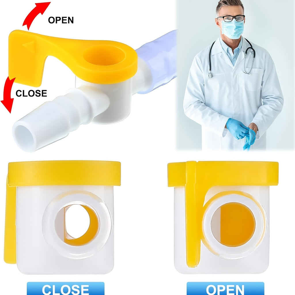 实验室及科研用品2Pcs/5Pcs防漏排尿阀，便于控制流量——配备硅胶延长管，适用于导尿管、腿部/床边尿袋及排尿系统——可在医院、家庭及护理环境中使用
