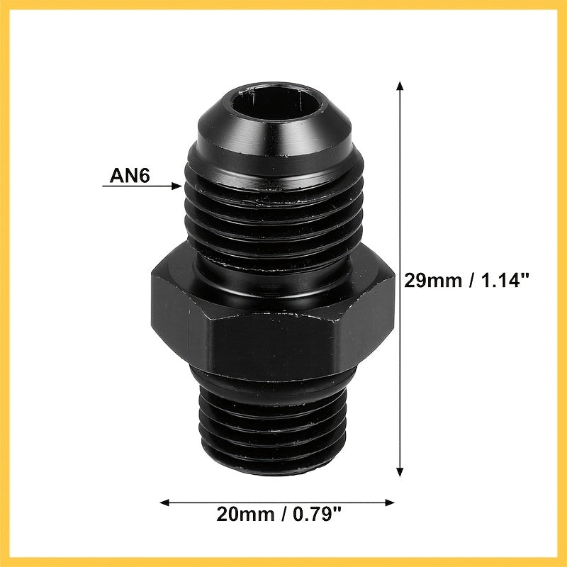 2-Piece Black 6AN Male to M12 x 1.25mm Thread Hard Line Fuel Tube Adapter – for Oil, Air Lines & Auto Hose Replacement