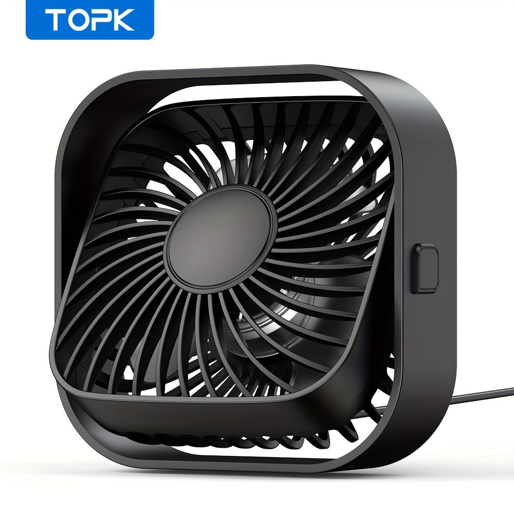 RV Fan, TOPK K51 Mini USB Desk Fan, Premium Brushless Motor, Quiet Operation, High Airflow, Elegant Design, Perfect for Bedroom or Personal Use on Small Tables