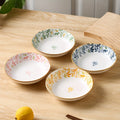 4-Piece Ceramic Dinner Plate Set with Floral Pattern – Perfect for Parties, Hot Pot, Picnics & BBQs – Ideal for Serving Fruit, Vegetables, Desserts & Salad