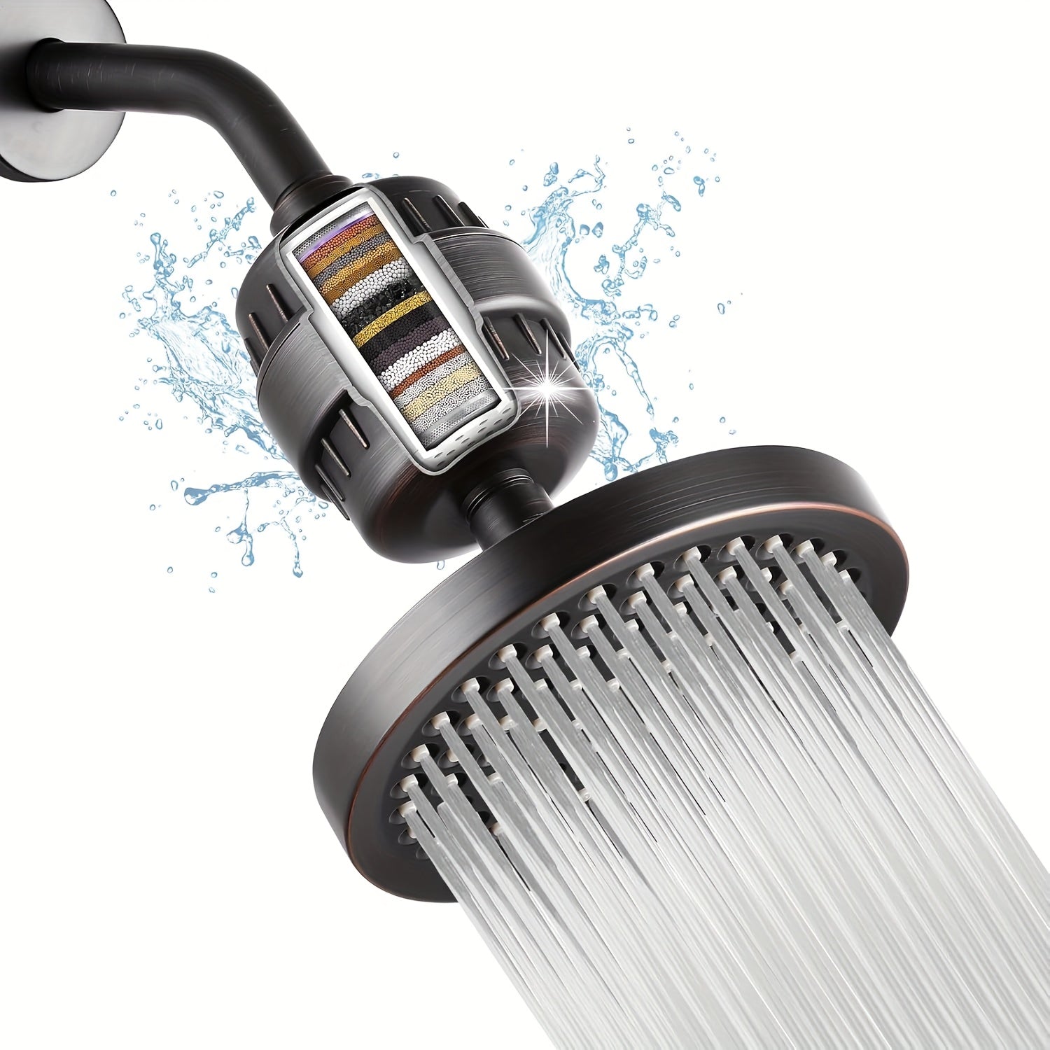 High Pressure Filtered Shower Head Set - 20-Stage Chlorine & Heavy Metal Reduction, 6-Inch Round Luxury Polished Chrome, Wall Mount, Powerful Spray, Luxurious Shower Upgrade | Modern Bathroom Accessories | Stylish Design