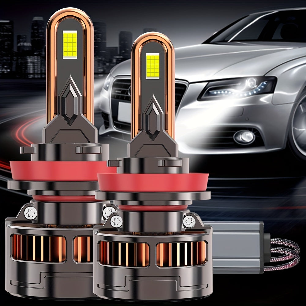 2Pcs LED Headlight Bulbs, 300W High Power, Compatible with H1, H4, 9003, HB2, H7, H18, H11, H9, H8 - 60,000 Lumens, 7500K Color Temperature, 9570 CSP Chip, 950% Brightness, Vehicle Lighting Upgrade, Durable LED Lights, 12V-24V Voltage