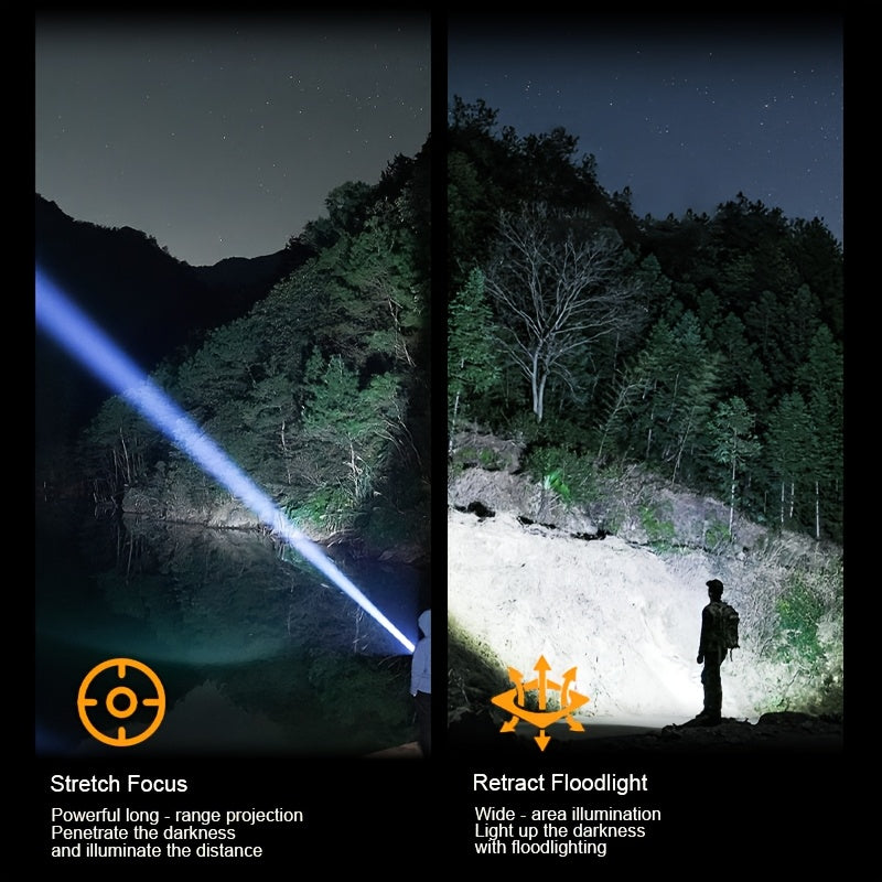 Hand Crank Solar Charging Flashlight, Support Type-C Charging, Built-in Power Bank Function, Portable Torch Ideal for Outdoor Activities