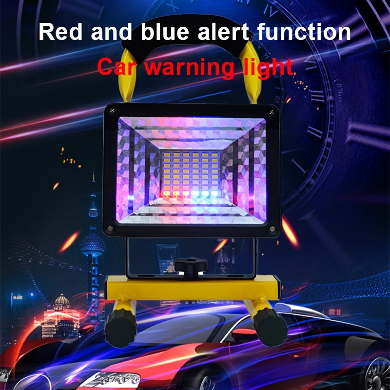 USB rechargeable, LED light source spotlight and floodlight, compact and portable, with aluminum heatsink, three-step dimming, red/blue strobe, high brightness, long battery life