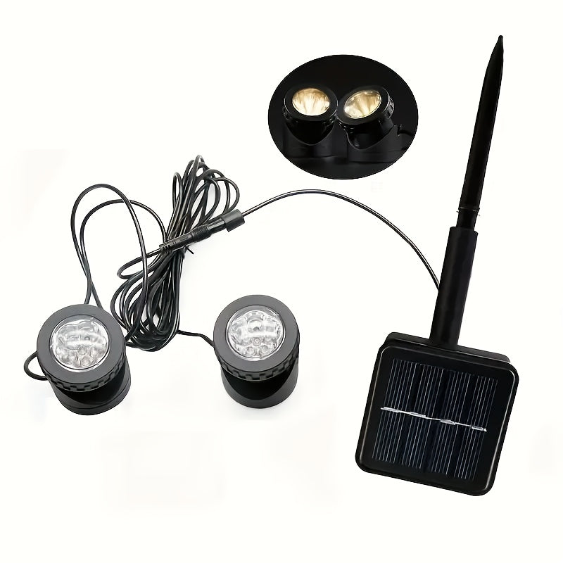Solar pond spotlight, IP65 rated LED solar underwater light, submarine-style landscape spot light, outdoor courtyard garden fountain pond safety lighting (1-pack/2-pack/3-pack)