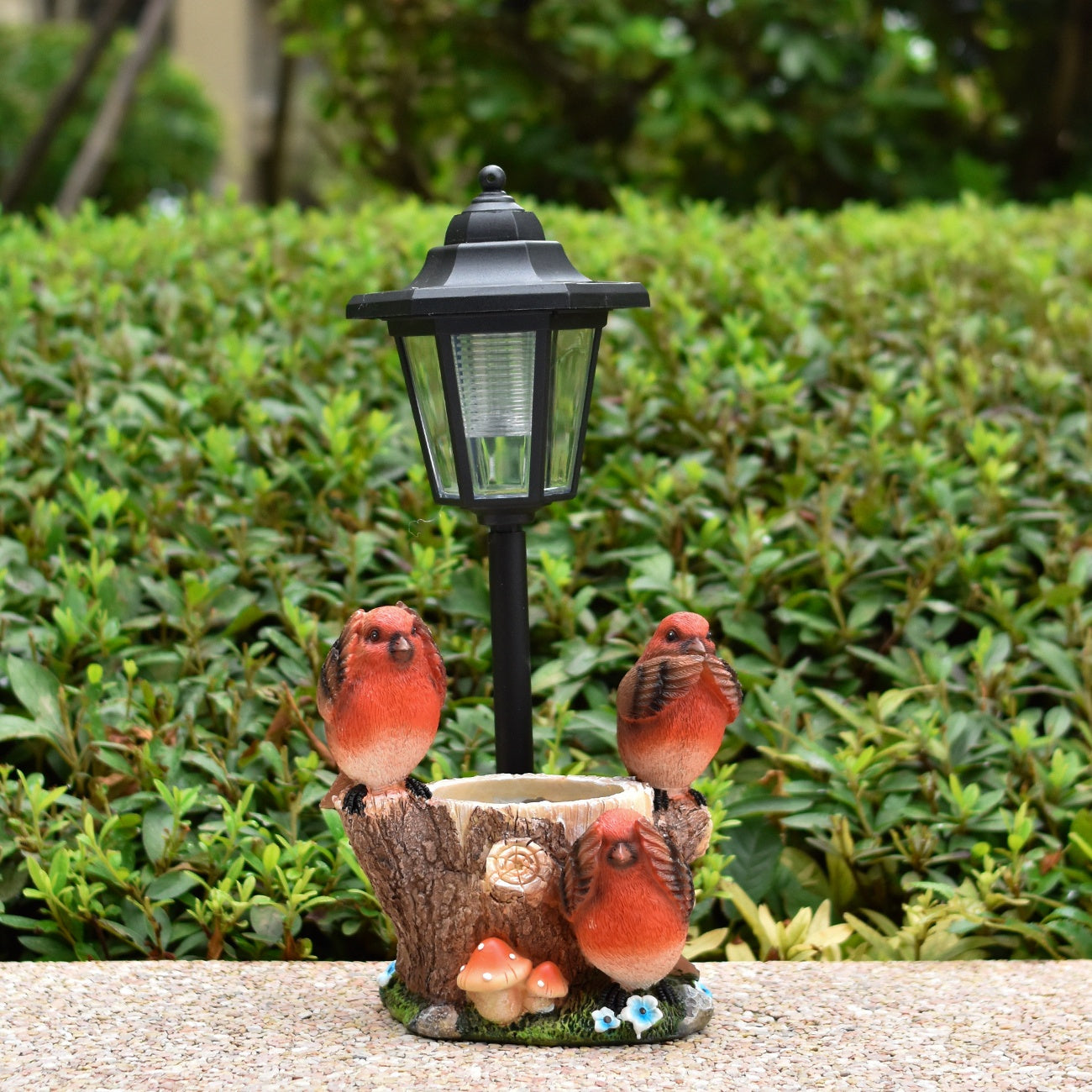 Multi-Functional Courtyard Resin Bird Flower Pot Outdoor Statue Solar Light, Garden Path Villa Landscaping Home Decorative Light, Balcony Corridor Ambient Night Light, Red Resin Bird Sculpture Light, Suitable Christmas Gift for Friends