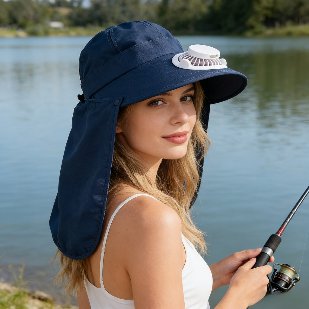 Women's Exclusive Solar + USB Dual Charging Top Fan Hat | Built-in Battery, Long Lasting Battery Life, Stylish Shape, Essential for Outdoor Travel, Tennis and Hiking