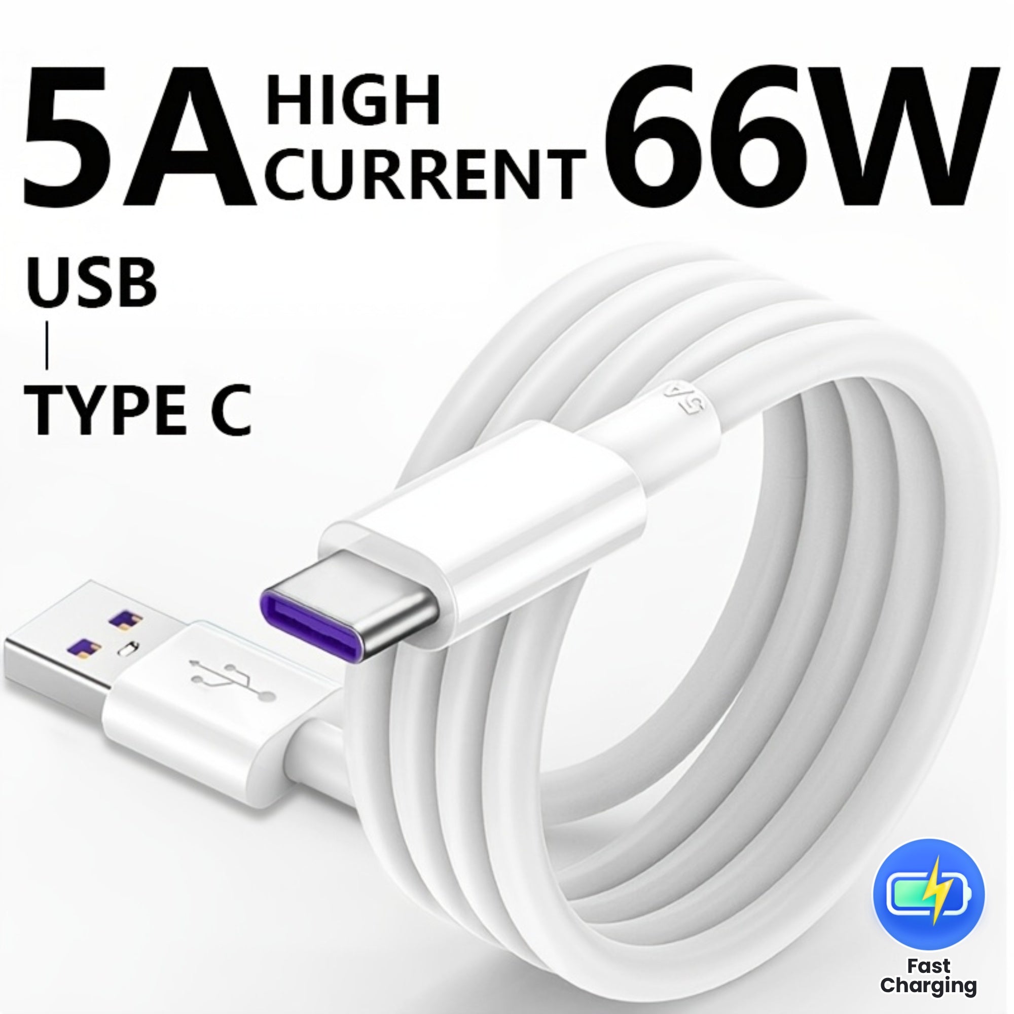 Fast Charging USB-Power Adapter Compatible for Samsung S20/S9/S8, Huawei P40/Mate 30, Xiaomi, for Redmi, for Oppo, for vivo Smartphones - Type-C to Type-C Fast Charger with PVC, Flat Data Cord