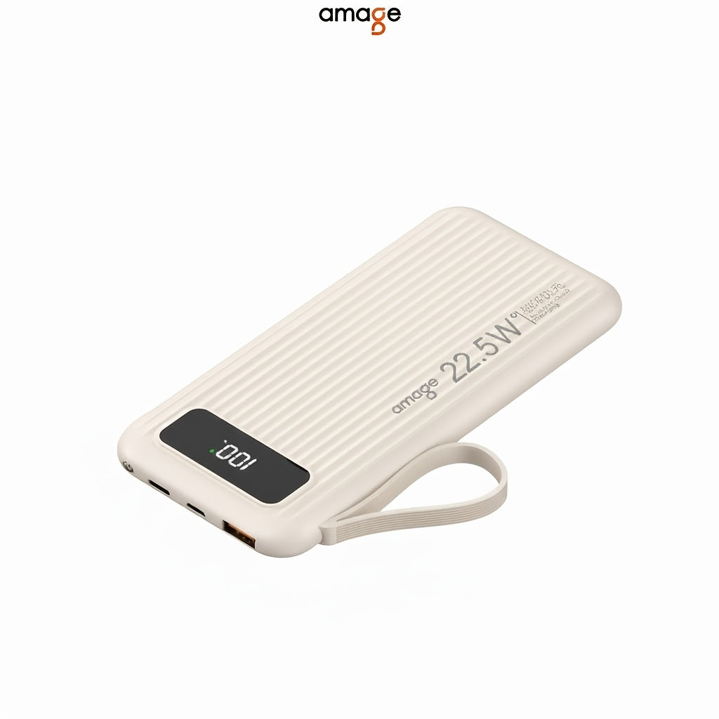 Amage 10000mAh PD22.5W Portable Power Bank with LED Power Display, QutdoorEmergencyBackup Battery Pack, USB/Type-C/Micro Interface, Suitable for LPhone, Android And OtherMobile USB-A Output Compatible with Mobile DigitalElectronic Devices