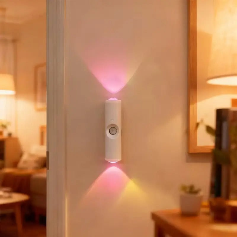 1 RGB cat eye sensor wall light, 7 color modes and stepless dimming LED spotlight, rechargeable plug-and-play ambiance light, modern aesthetic decorative lighting suitable for bedrooms, hallways and stairs
