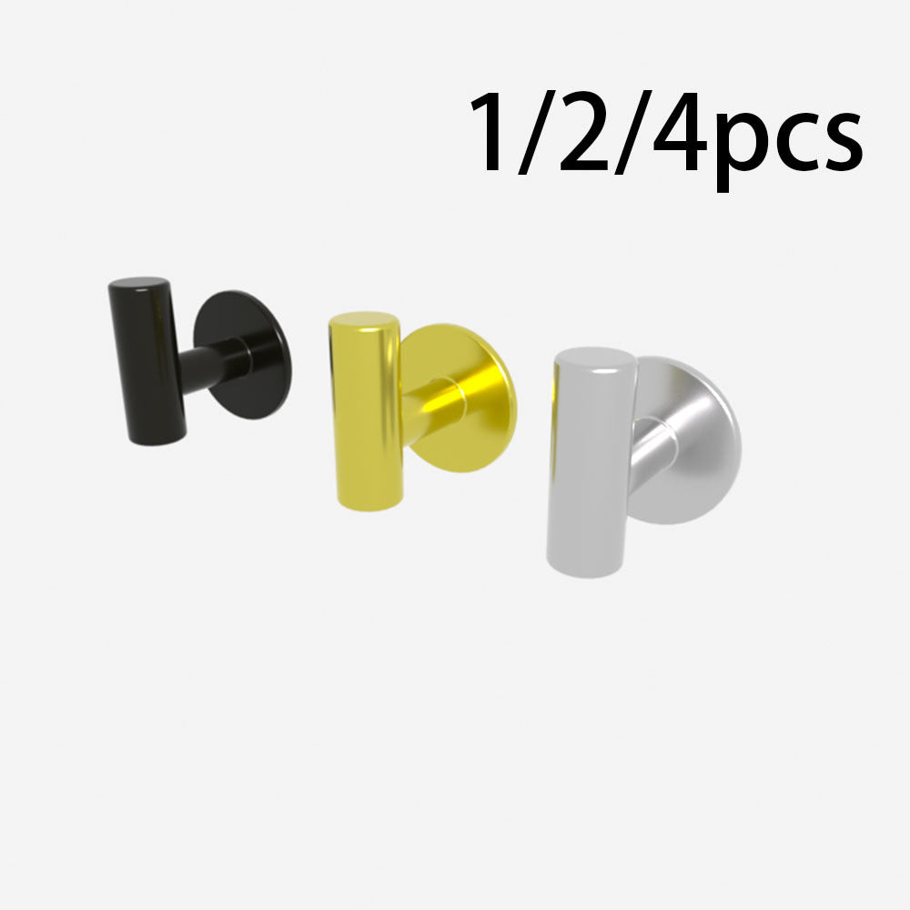 1/2/4-Pack Plastic Adhesive Hooks - No-Drill Self-Adhesive Sticky Hooks for Bathroom, Hats & Closet Storage, Wall Mount, Silver/Black/Gold