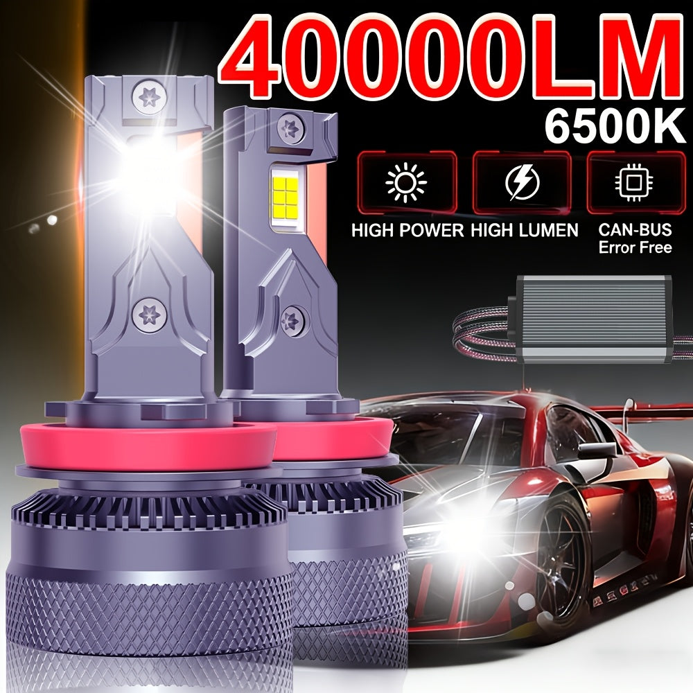 2-Pack - H11/H7/H4/H1, 9005/9006/9012 LED Headlight Combo Bulbs | High/Low Beam Integrated, 6500K Super White High Brightness, 40000 Lumens, Universal Car Headlight, No Battery Needed