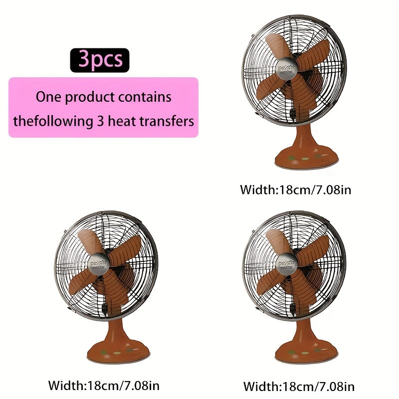 Retro Air Cooler Fan Heat Transfer Stickers, Iron-On Patches, DIY T-Shirt Heat Transfer Printing, Pillow Decoration - Multi-Color Durable Washable Plastic Stickers, Suitable for T-Shirts, Hoodies, Jeans, Bags, Pillows and Hats Iron-On Transfers