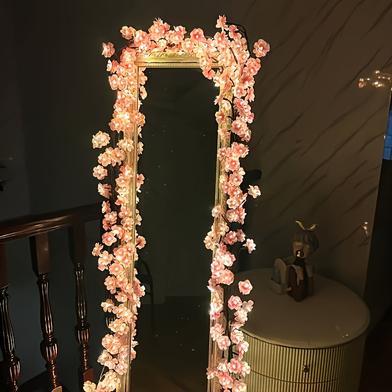 1件 72LEDS/96LEDS/144LEDS樱花藤条灯，发光的樱花树枝灯，可弯曲的樱花藤蔓灯，LED树枝灯，8种闪烁模式，USB供电，DIY，室内氛围装饰灯，适用于卧室，客厅，墙壁，派对，节日，婚礼等氛围装饰，室内灯串，节日装饰灯
