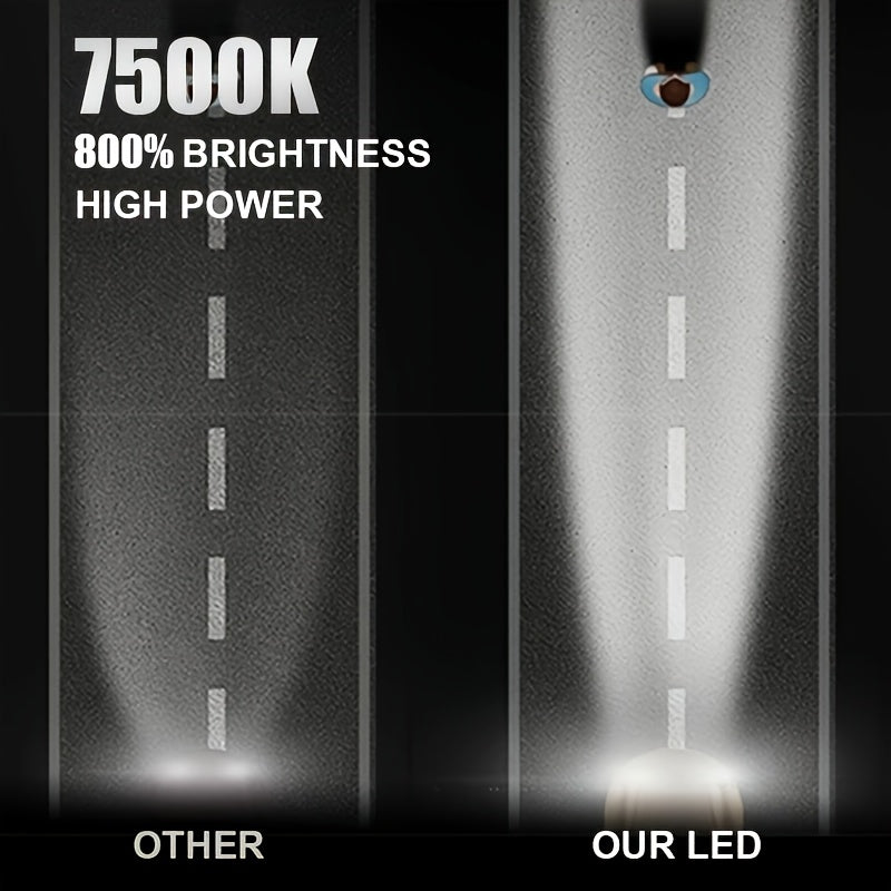 2个H7/H18、H11/H9/H8/H16、H1、9005/HB3、9006/HB4、9012/HIR2、58000流明，800%亮度，9570芯片，散热9005集成LED汽车灯前照灯7500K白光前照灯汽车LED汽车灯，无电池