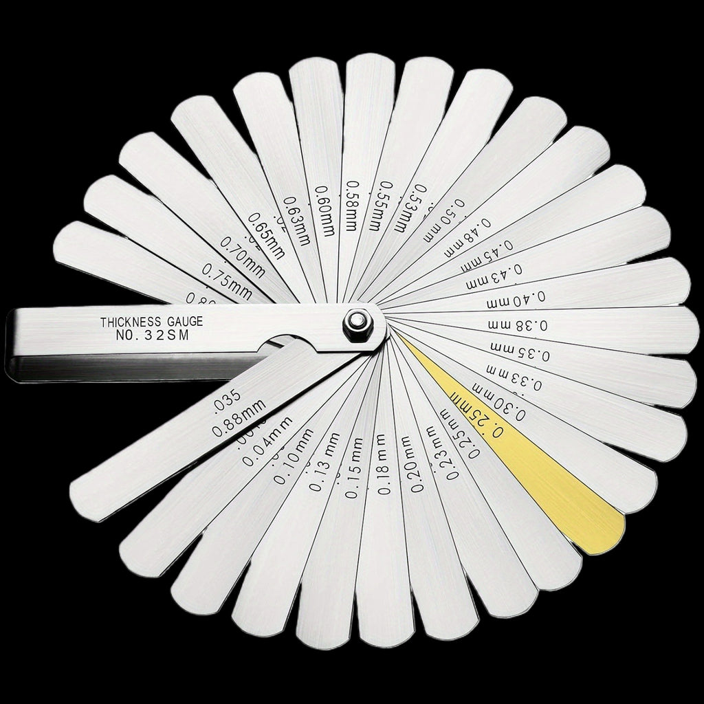 32-Blade Stainless Steel Feeler Gauge Set – Precision Instrument Calibration Gap Gauge, Automotive Valve Feeler Gauge Kit