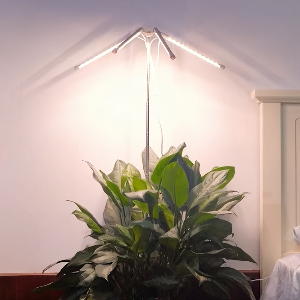 1pc 4-Tube 3 Lighting Modes 96LED Full Spectrum Grow Light, Multi-Angle Illumination, Dimmable & Timable, 30cm-150cm Height Adjustable, USB Powered LED Plant Grow Light (No Built-in Battery)