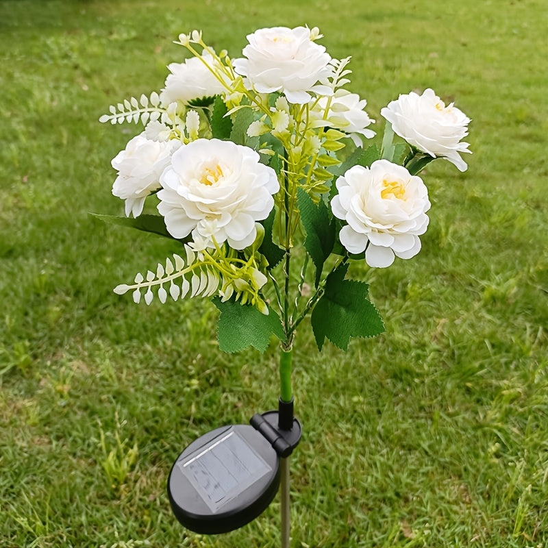 Solar Hibiscus Flower, Outdoor Artificial Flower, 7-Branch LED Light, Courtyard Lawn Light, Halloween, Christmas, Holiday Lawn Decorative Ambient Light