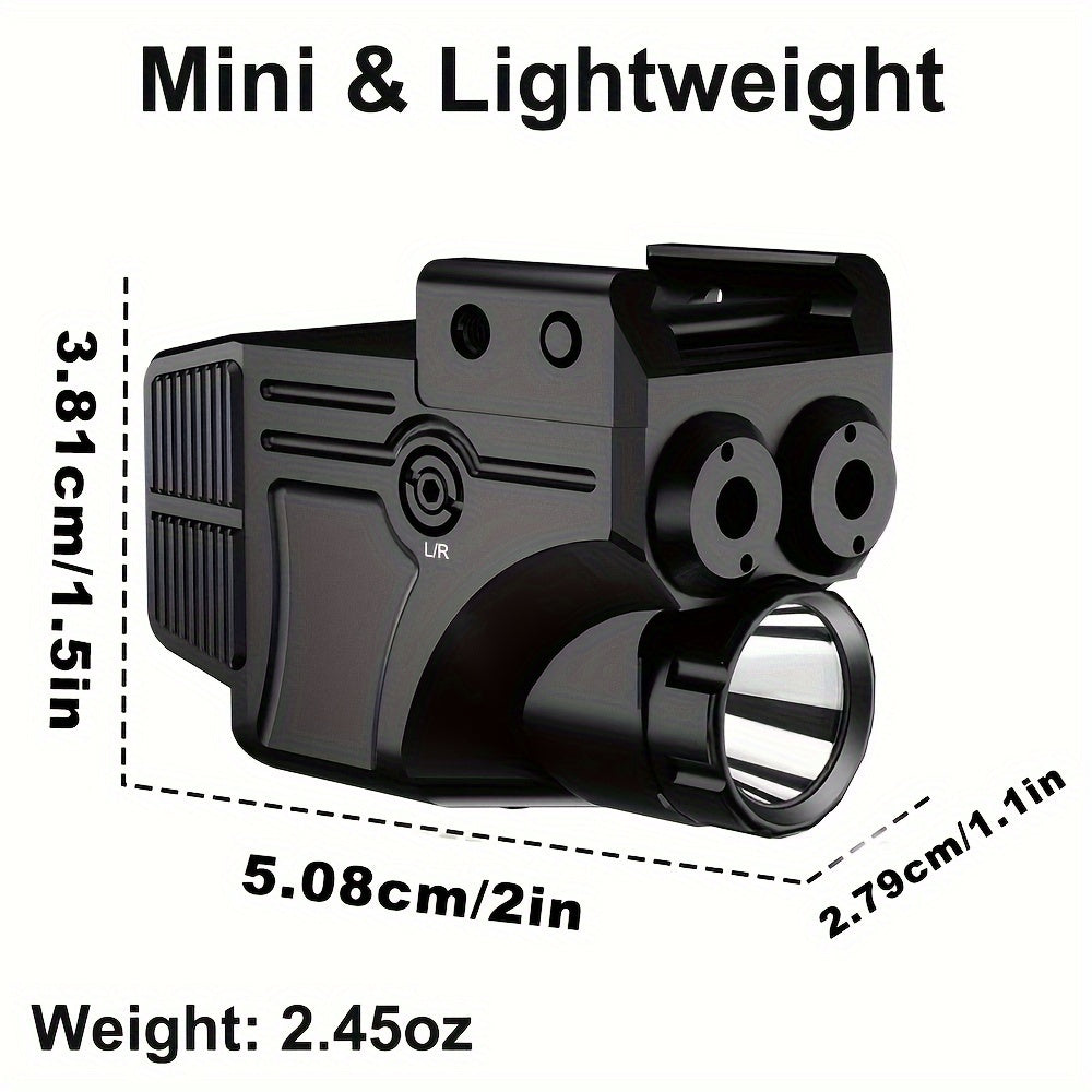 Tactical Flashlight With 600 Lumen Green & Purple Laser Beam Pistol Design 3-in-1 Laser Light Combo USB Rechargeable