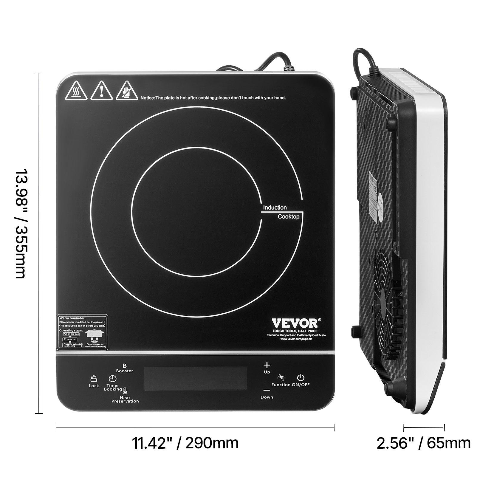 Portable Induction Cooktop 1500W/1800W Countertop Stove, 9-Level Temperature Control Hot Plate