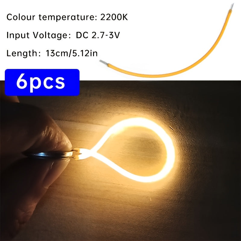 6条柔性LED灯带 - 暖光、红色、绿色、蓝色、粉色 | 38mm/130mm/300mm螺旋灯泡，适用于DIY与装饰 | 电池供电（DC3V） | 强光可弯曲，适合厨房/客厅/书桌