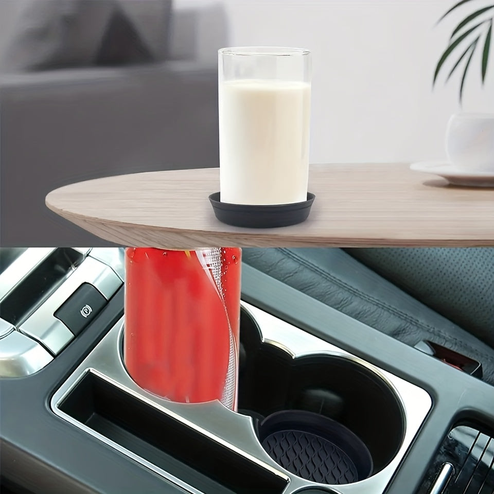 Silicone Car Cup Holder Coaster – Waterproof Anti-Slip Pad, Universal Round Car Storage Tray Liner, Center Console Drink Mat