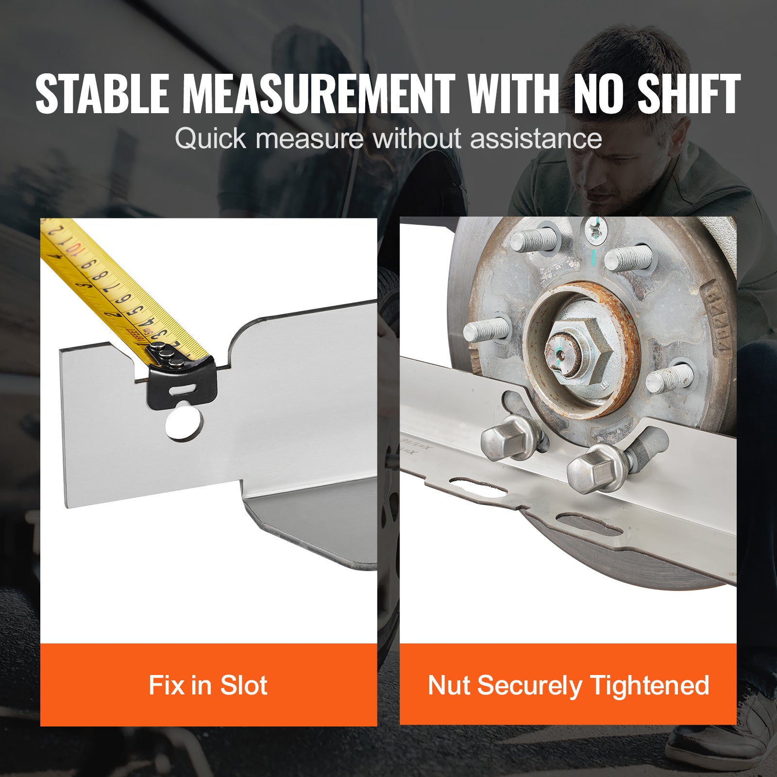 VEVOR Wheel Alignment Tool, 2 Pack Wheel Alignment Turntables, Stainless Steel Wheel Alignment Discs, Accurately Measure Tire Angles, Includes 2 Measuring Tapes and Conversion Chart