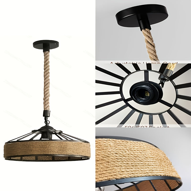 1 piece traditional iron wire woven vintage industrial style Mongolian yurt pendant light, {bulb not included} semi-flush mount installation, Japanese retro ceiling light, warm romantic elegant chandelier, suitable for bedroom, living room