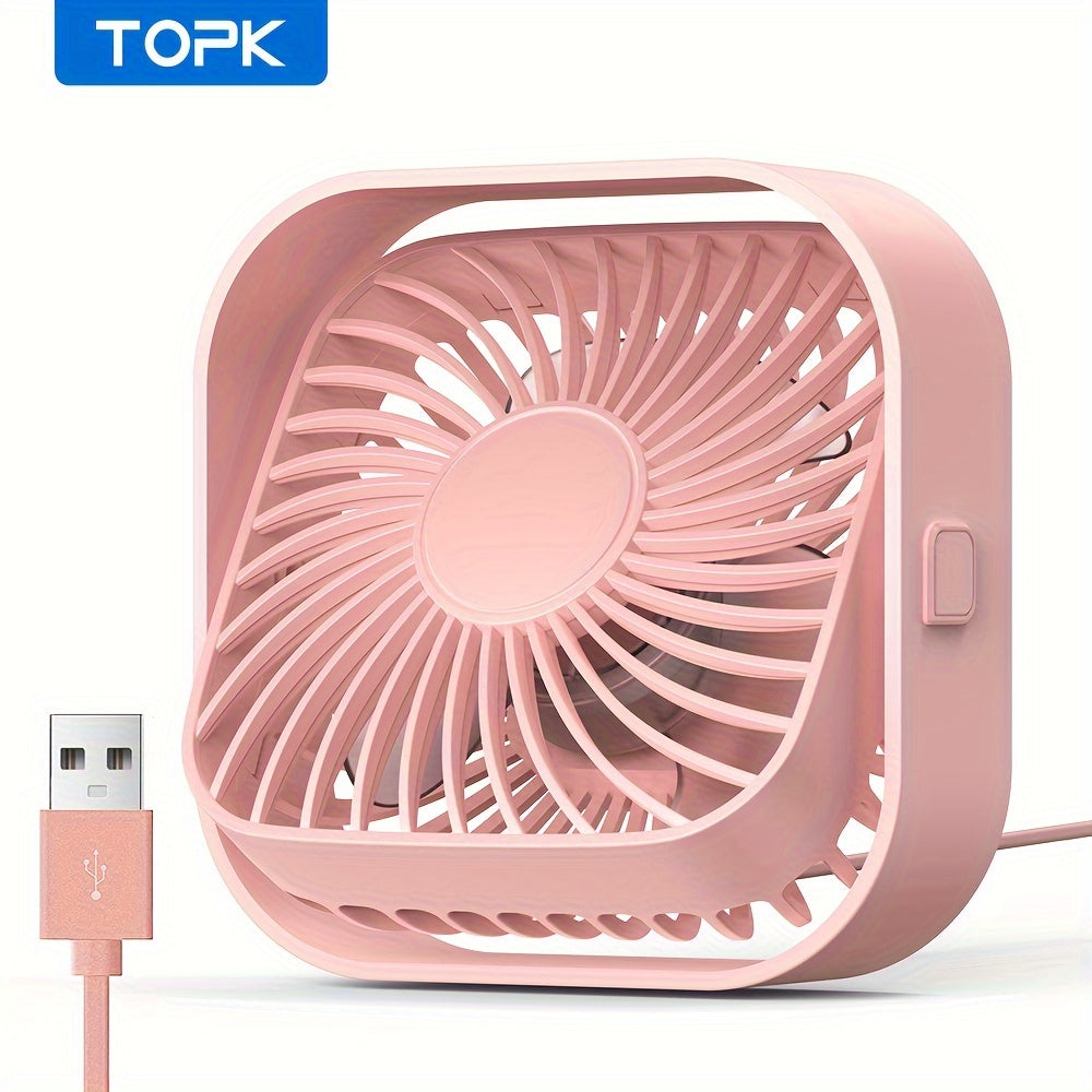RV Fan, TOPK K51 Mini USB Desk Fan, Premium Brushless Motor, Quiet Operation, High Airflow, Elegant Design, Perfect for Bedroom or Personal Use on Small Tables