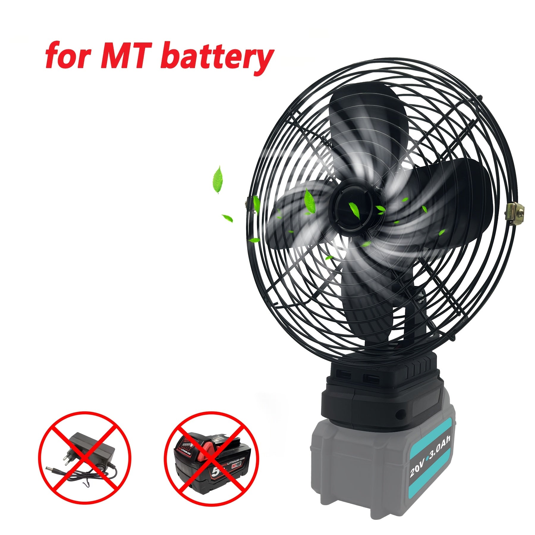 Portable RV Fan, Cordless Fan with Low Voltage Protection, Dual USB Ports (No Battery), Ideal for RV Kitchen Use