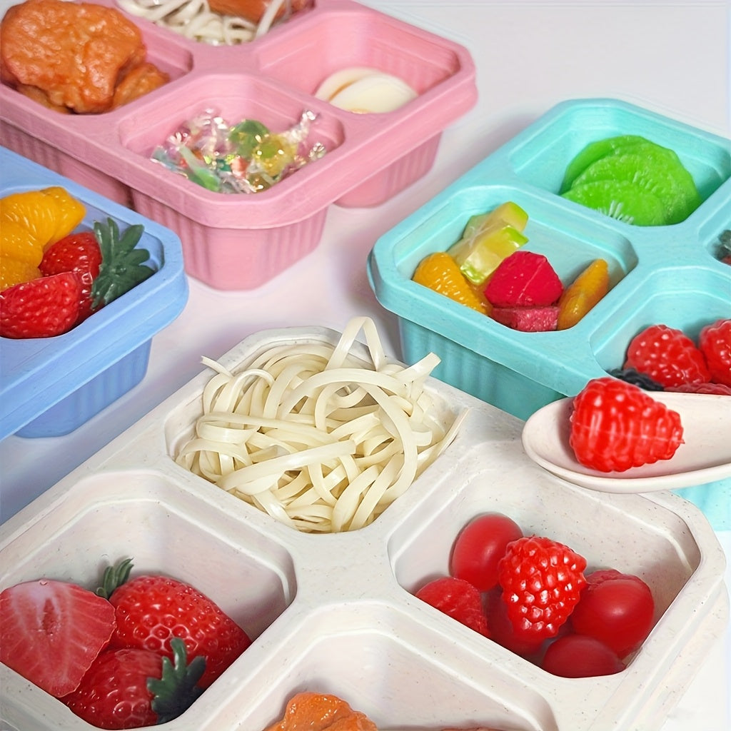 2-Piece Bento Box Set with Lids, 4-Compartment Meal Prep Container – Perfect for Meal Prep, Camping, Office – Microwave & Dishwasher Safe (4 Colors Available) – Back-to-School Lunch Box