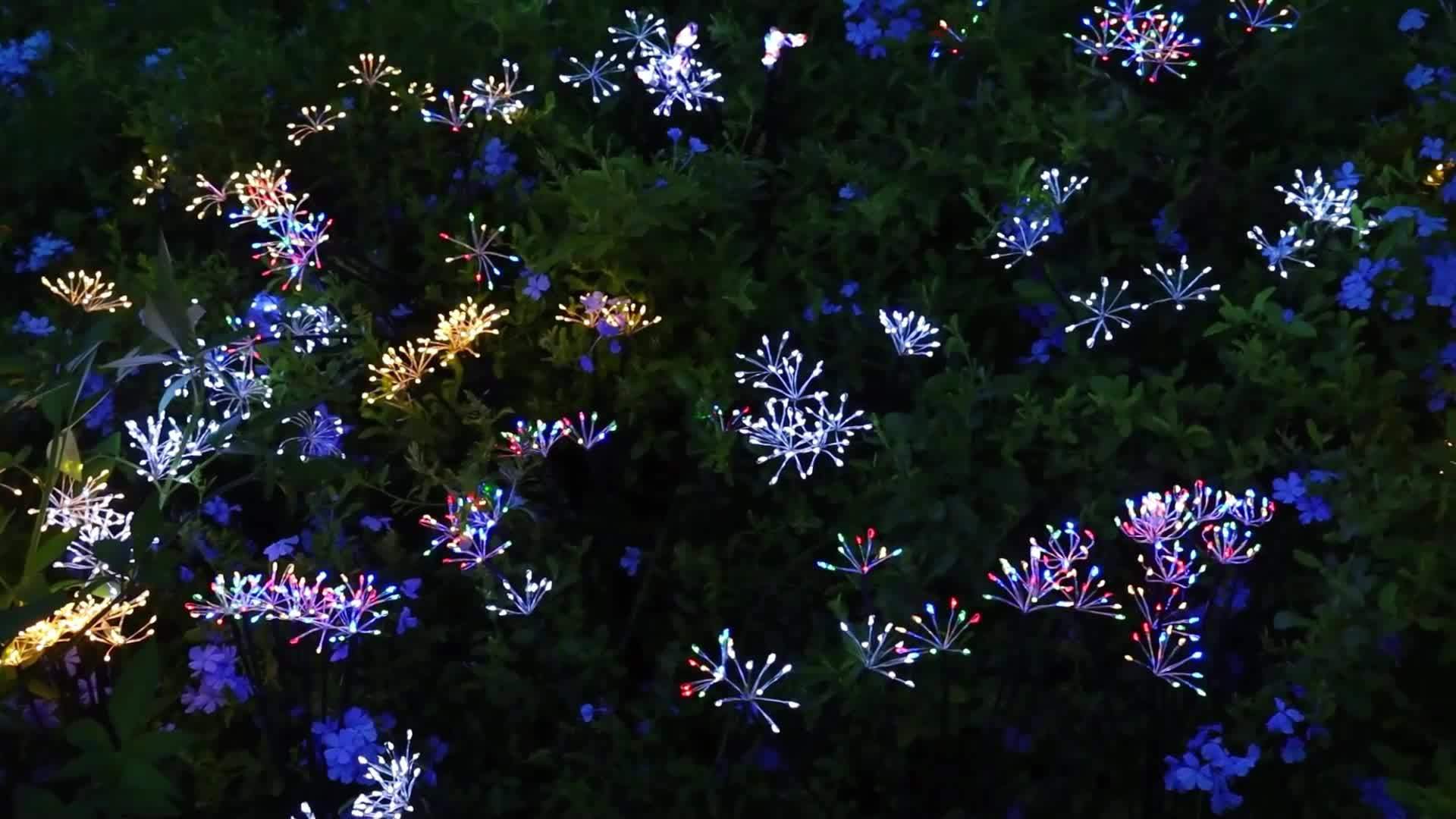 4-Pack Solar Garden Light Outdoor LED, Flickering Solar Fireworks Light, 2 Modes, Solar-Powered Decorative Swaying Light, Suitable for Courtyard, Walkway, Patio, Flower Bed, Camping, Party, Christmas Gift Decoration