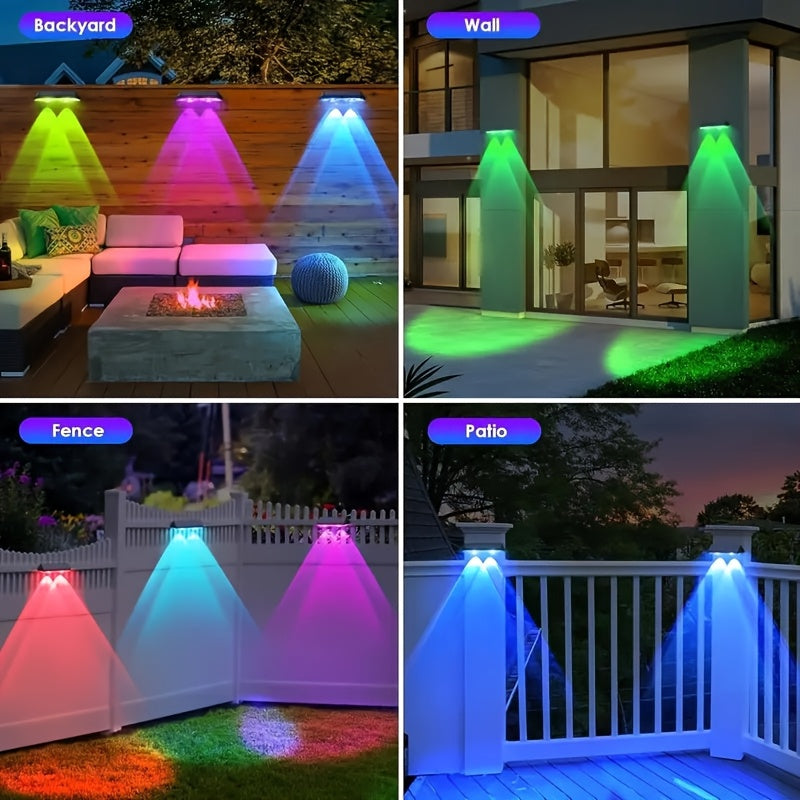 3/4-Piece Solar Wall Light - Color Changing, Automatic On/Off, Up and Down Lighting, Courtyard Lawn Decoration, Wall Lighting Effect, Solar Charging, Indoor and Outdoor Decoration, Patio, Fence