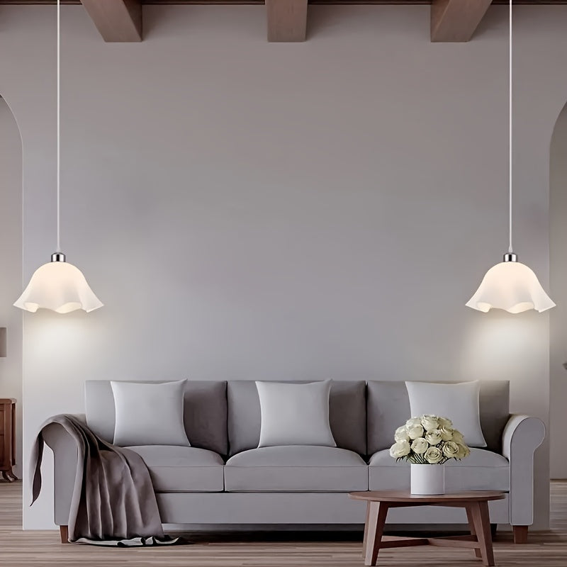 Two-Piece Pendant Light, Ceiling Light, Frosted Plastic White Shade, Plug-in Hanging Ceiling Light for Bedroom, Living Room, Hallway (Bulb Not Included!!!)