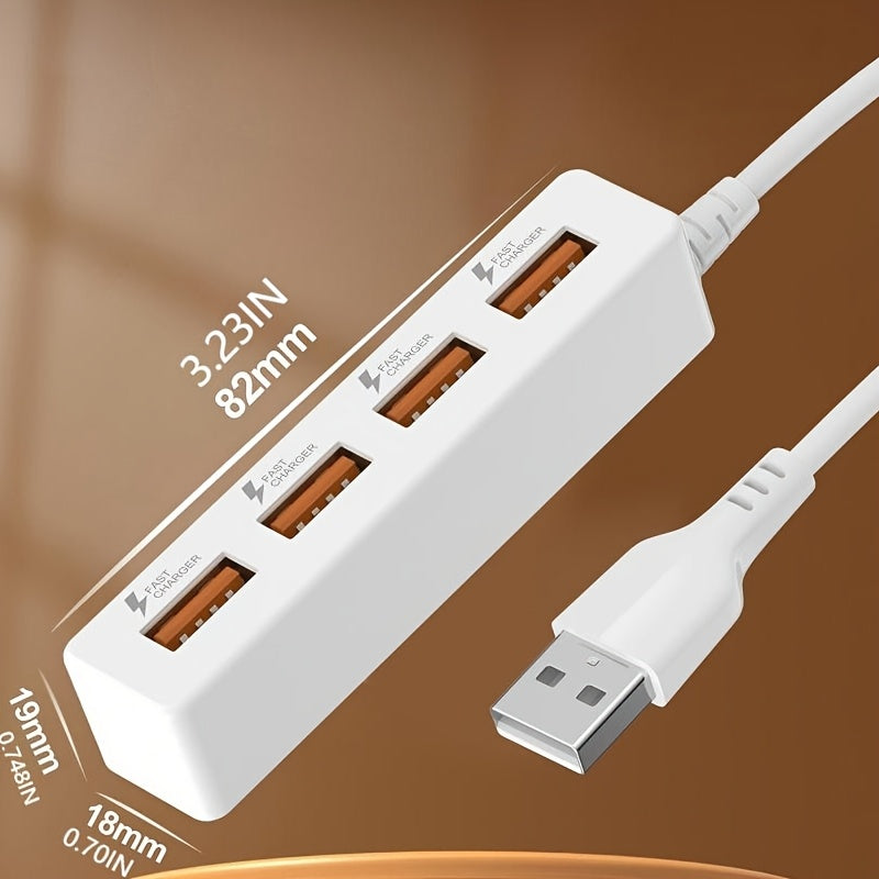 Mini multi-function USB four-port converter 11.81inch, 47.24inch 4 USB charging row plug, desktop charging station, no queuing for equipment power, multi-USB charging port, simple, beautiful and more practical