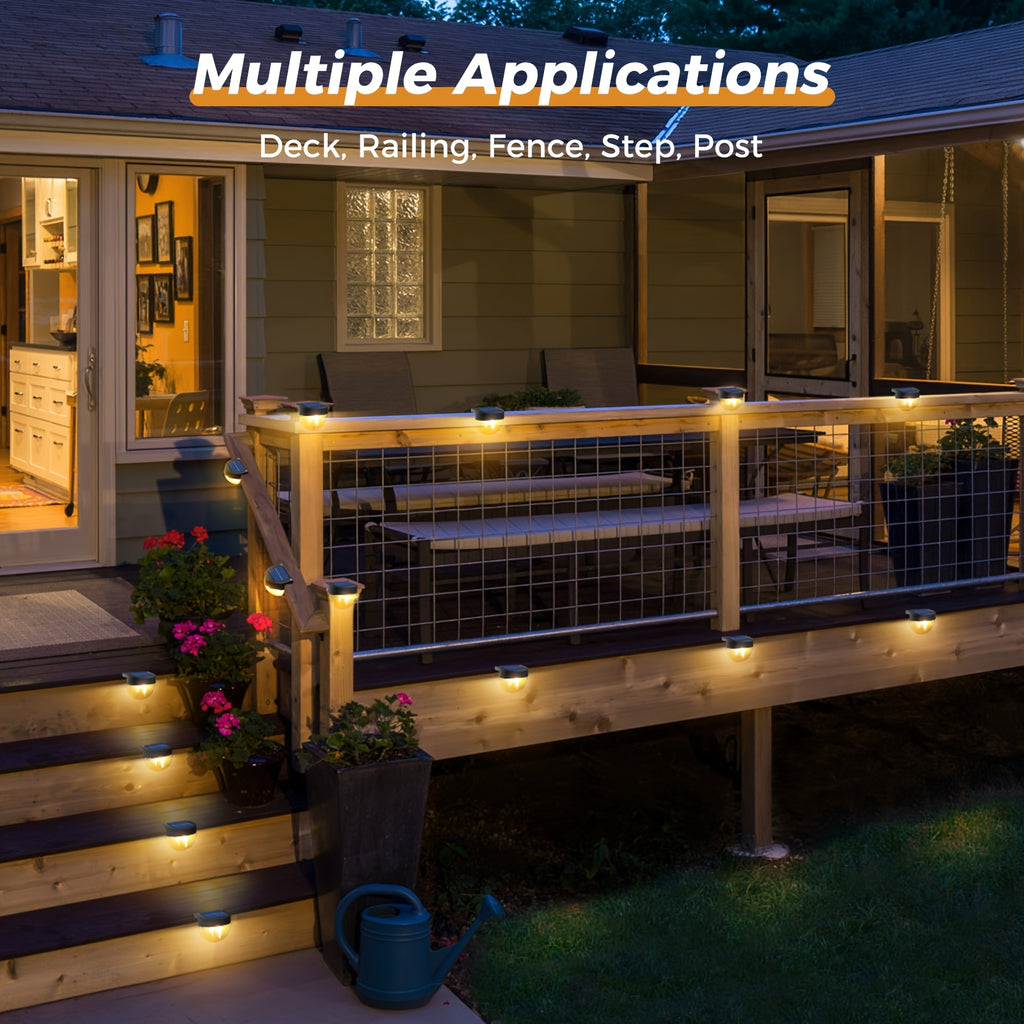 2/4/8 Pack Solar Fence Light Outdoor, Edison LED Bulb, Auto On/Off Stairs Courtyard Deck Decorative Lighting (Warm White)