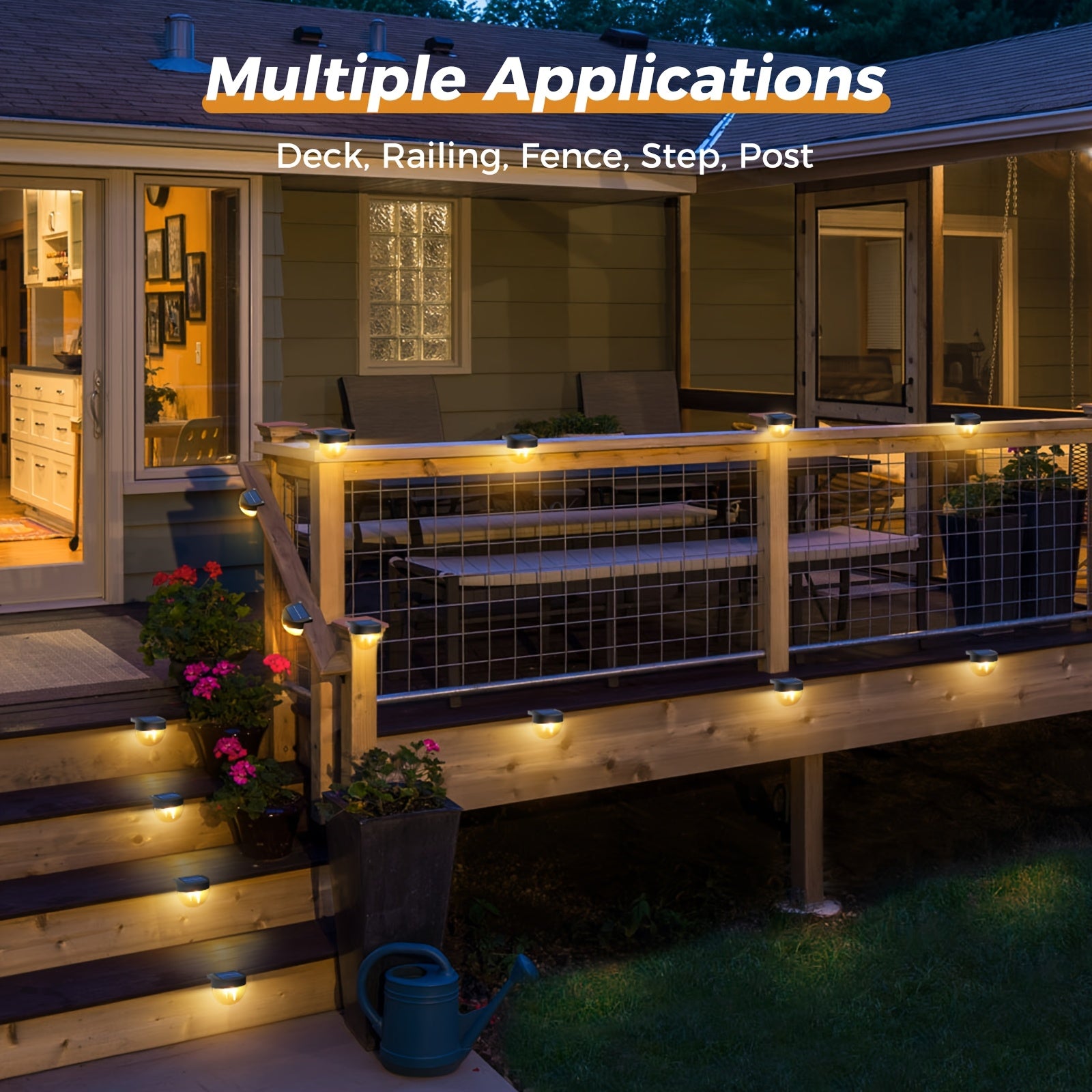 2/4/8 Pack Solar Fence Light Outdoor, Edison LED Bulb, Auto On/Off Stairs Courtyard Deck Decorative Lighting (Warm White)