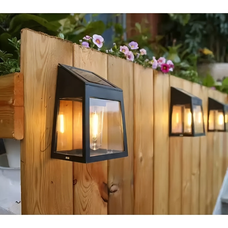 2-Piece Solar Outdoor Light Set, Wall Mounted Fixture, Solar Lantern, LED Wall Light, Automatically Turns On at Dusk, Suitable for Backyard, Garden, Patio, Garage, and as Wall Decoration