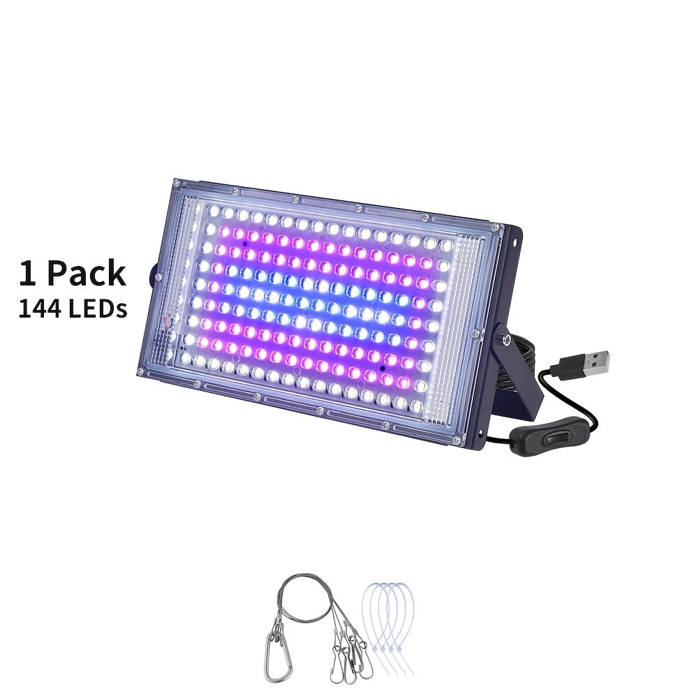 1-4 Pack 50/96/144 LED Full Spectrum Plant Grow Light, Ideal for Indoor Plant Seed Germination, Blooming and Fruiting, Equipped with 59 Inch Power Cord, USB Plug and Switch, Low Voltage 5V