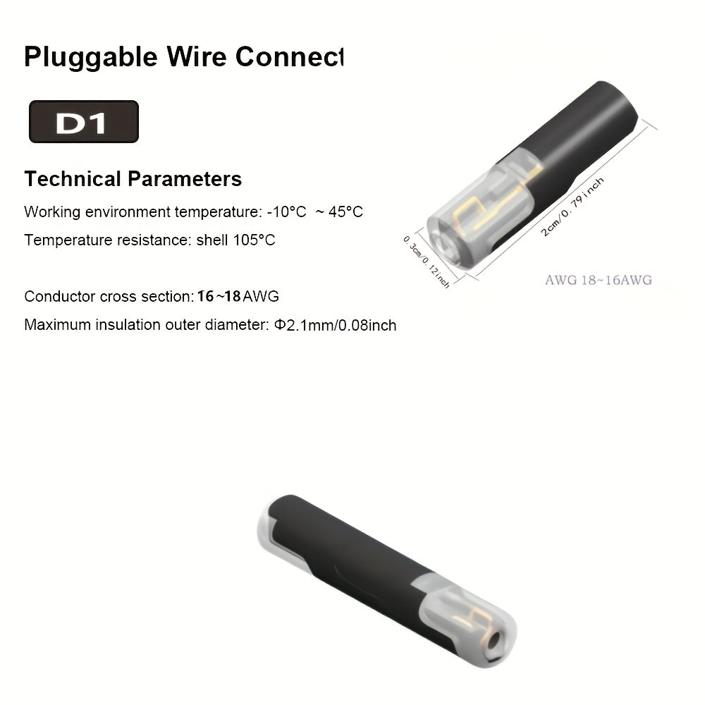 Black Terminals, 15/30/75PCS Pluggable Universal Quick Splice Connectors, Solderless & Stripless Quick Terminal Connection