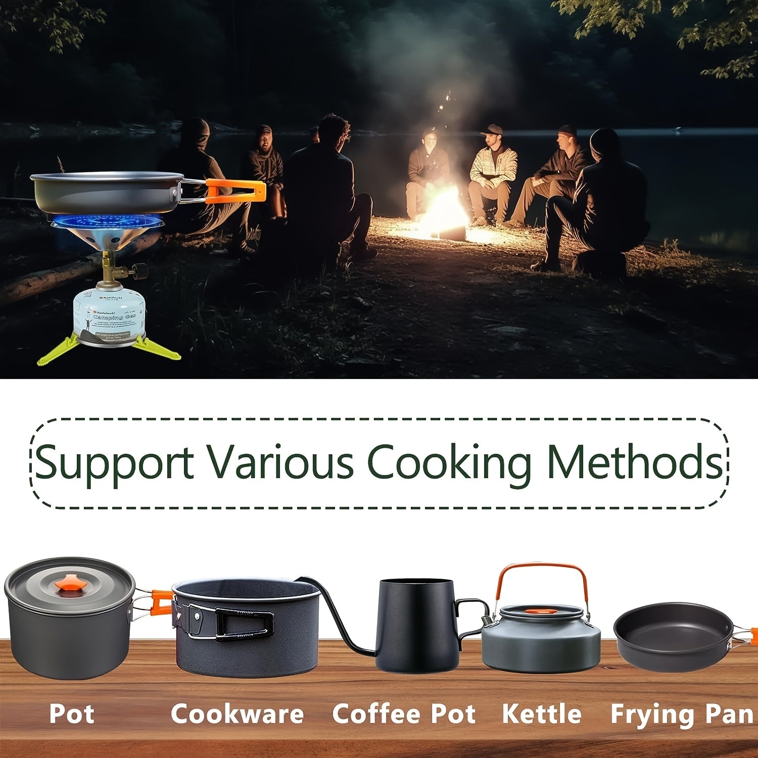 Portable Camping Stove Burner with Foldable Gas Canister Stand, Equivalent to a Bottle-Top Single Burner Camping Stove (Gas Canister Not Included)