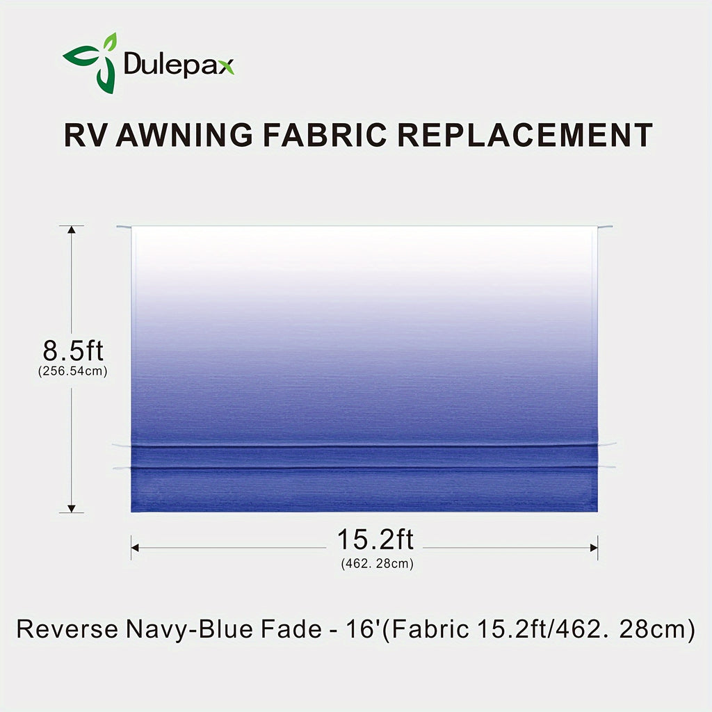 RV Awning Fabric Replacement (17.2ft) - Heavy Duty 16oz Vinyl Fabric - Universal RV Awning Replacement for All Brands - Premium Fade Grey Blue