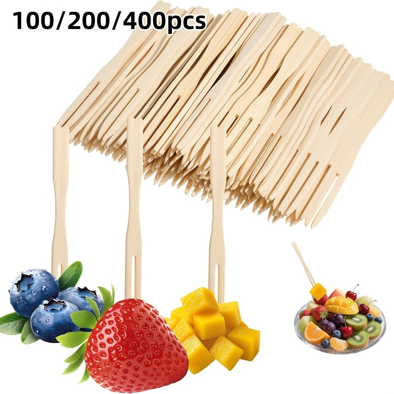 100/200/400 Pack – Fruit Forks, 3.5-Inch Disposable Mini Forks – Perfect for Cocktail Parties & Appetizers – Great for Christmas, Halloween, New Year