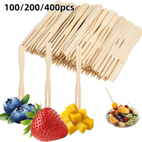100/200/400 Pack – Fruit Forks, 3.5-Inch Disposable Mini Forks – Perfect for Cocktail Parties & Appetizers – Great for Christmas, Halloween, New Year