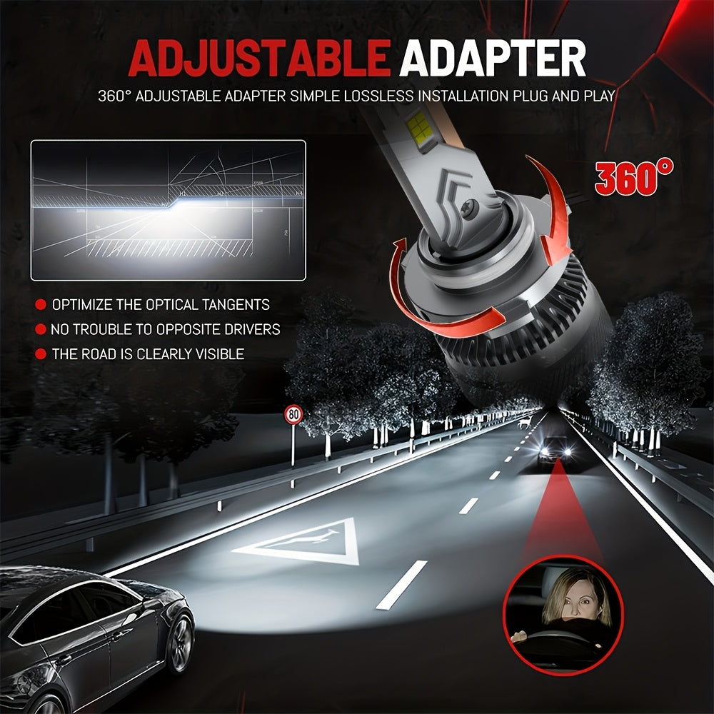 2-Pack 40000LM Super Bright LED Headlight Bulbs Dual Copper Tube Design, H7 800% High Brightness, 6500K 220W, 12V Aluminum Alloy, Direct Plug-in Installation, No Battery Car Headlight 9012/HIR2 9006/HB4 9005/HB3 H11/H9/H8